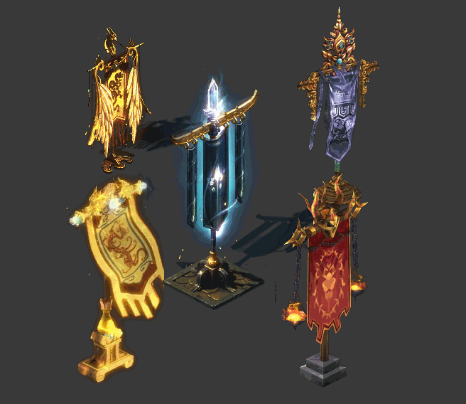 五款旗帜NPC素材,动态旗子NPC