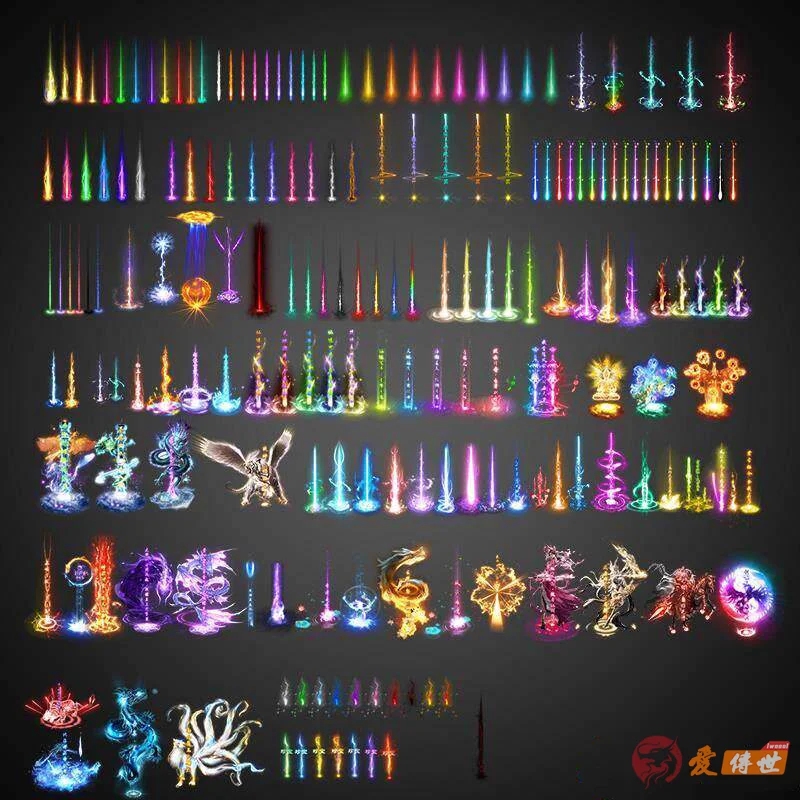 地面物品掉落光柱特效素材195个高清动态PNG格式-爱传世